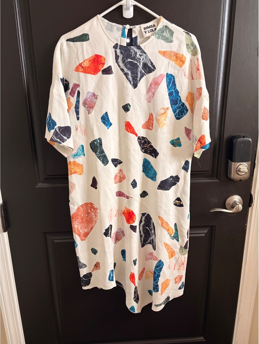 Bimba y Lola Cream Multicolor Rock Print Shift Dress M - Marks